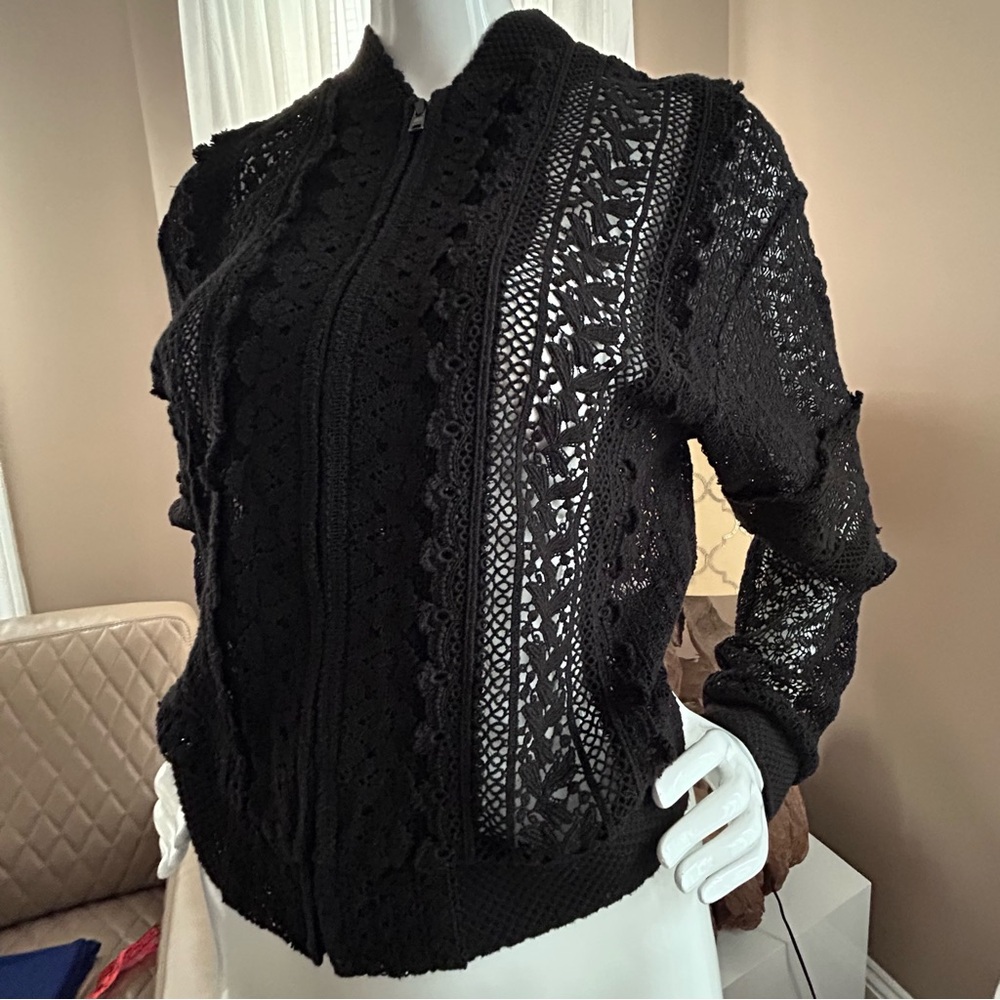 Goen.J very charming Black Lace Bomber Jacket